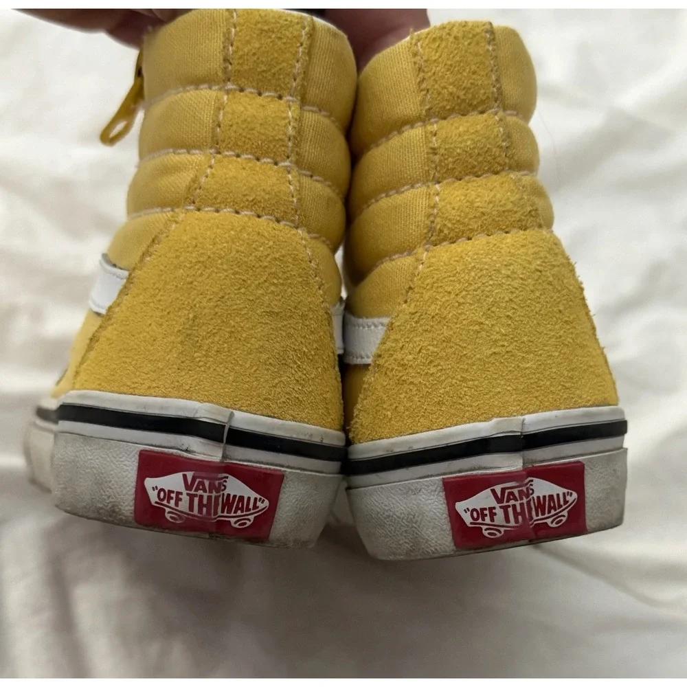 Vans Sk8 Hi Zip Shoes Youth Sz 13.5 High Top Skate Sneakers Yellow Classic Suede
